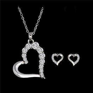 Romantic Love Heart Pendant Necklace/Earrings Set
